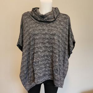 LOFT soft striped Marled knit cowl neck poncho
